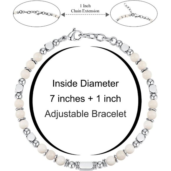 Silver & White Boho Beaded Bracelets for Women Trendy Jewelry Gifts for Lover - Picture 2 of 7